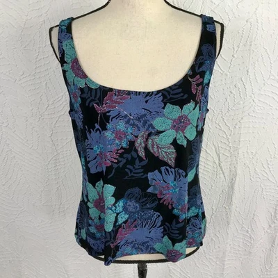 Camiseta sin mangas Alex Evenings azul floral lentejuelas para mujer talla XL coqueta hada etérea Foto 1 de 4