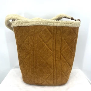 Claudia Firenze Made In Italy Suede Shearling Bucket Bag - Picture 1 of 7