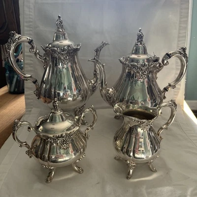 Vintage Wallace Baroque Silverplate Coffee /Tea Set 4 Pcs 281, 282,283, 284 - Image 1 of 4