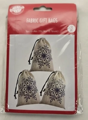 Casa de Navidad Navidad Tela Copo de Nieve Bolsas de Regalo Conjunto de 3 Bolsas Foto 1 de 2