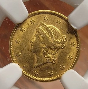 1850 $1 Gold Liberty - NGC AU58 - Picture 1 of 4