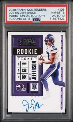 2020 Contenders - RPS Variation Justin Jefferson #109 (AU, RC) Vikings PSA 8/10 - Image 1 of 2