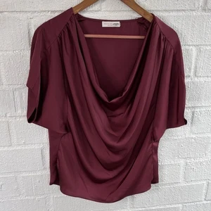 Top Ramy Brook Dorothy collo cappuccio viola vino raccolto scollo a V taglia XS - Foto 1 di 9