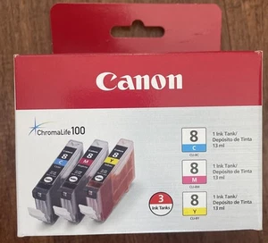 Genuine Original Canon CLI-8 Cyan Magenta Yellow Ink Cartridges New in Box - Picture 1 of 4