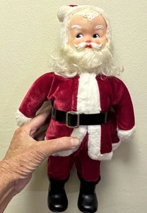 Vintage Weihnachten Santa Puppe Figur Gummi Gesicht Samt Anzug 14" - Bild 1 von 4