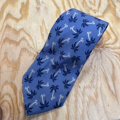 Polo Ralph Lauren Azul Palmera Seda Corbata Tropical Preppy Playa Boda Estilo Foto 1 de 4