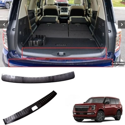 For 2025-2026 Nissan Armada Y63 Black Steel Rear Bumper Sill Plate Guard Trim Z - Изображение 1 из 4