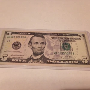 2021 Five Dollar Federal Reserve Note $5 Bill low serial number - Picture 1 of 2