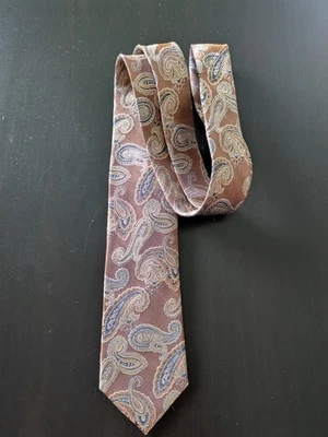Jos. A. Corbata Bank Reserve Paisley Jacquard Marrón Azul Dorado 58" Foto 1 de 4