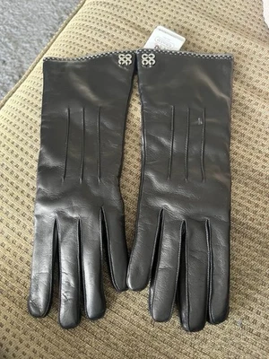 NWT Coach Women's BLACK Leather Gloves - Lined With Cashmere -  #81918 Rare - Image 1 of 4