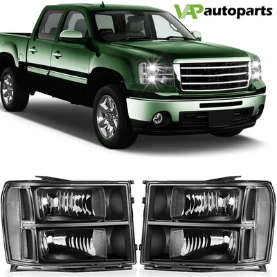 For GMC Sierra 2007-2013 Headlight Assembly Replacement Front Left + Right Sides - Изображение 1 из 4