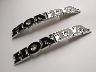 Pair Honda Fuel Gas Tank Emblem Badge 129X18mm Incl Mount Screws Coating Finish - Image 1 of 4