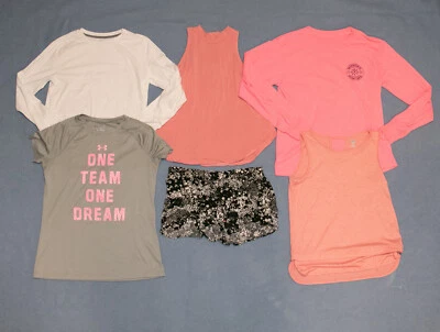  Lot of 6 Girls Clothes Lot Size M / L Tops Shirts Shorts - Image 1 of 4