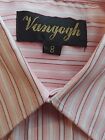 VANGOGH BOY'S LS STRIPED POLYESTER/COTTON DRESS SHIRT-8-NWOT-PEACH/WHITE-NICE