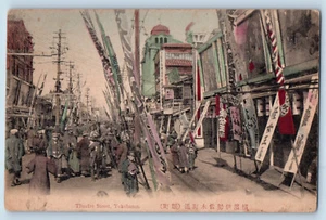 Antigua postal teatro calle Yokohama c1910 prefectura de Kanagawa Japón - Imagen 1 de 2