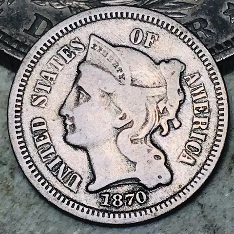 1870 Three Cent Nickel Piece 3C Ungraded Choice Good Date US Type Coin CC17840 Cover