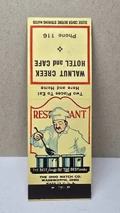 Cubierta de colección Matchbook WALNUT CREEK Hotel Café Restaurante California CA Chef - Imagen 1 de 2