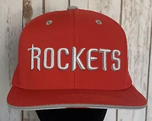 Houston Rockets Mens Adidas Red Snapback Flat Brim Hat Cap Embroidered - Picture 1 of 7