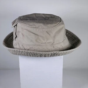 Vintage Banana Republic Khaki Beige Canvas Cotton Bucket Hat Pocket Unisex M/L - Picture 1 of 11