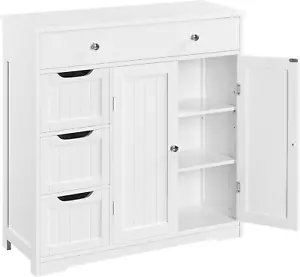 Bathroom Free-Standing Floor Cabinet, Practical Storage Cabinet with 4 Drawers a - Picture 1 of 9