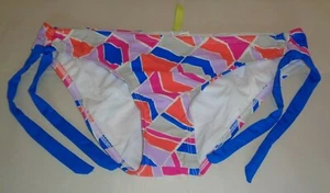 Gianni Bini Size Small FRONT TIE PANT Royal Geo New Bikini Bottom Swimwear - Picture 1 of 6
