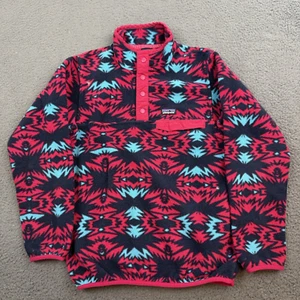 Patagonia Synchilla Snap T Pullover Girls Large 12 Pink Fleece Aztec Geometric - Picture 1 of 11