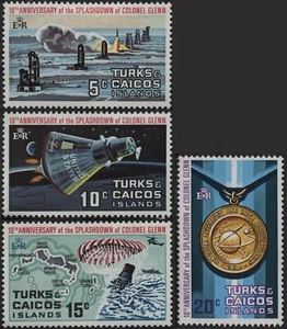 Isole Turks & Caicos 1972 #246-249 5c-20c Obiettivi Spaziali, MH - Foto 1 di 5