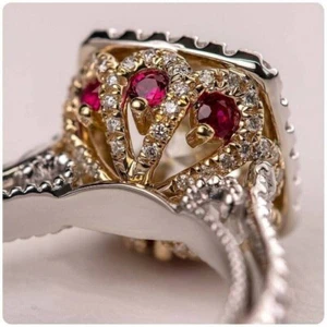 4.00 Ct Round Cut Lab Created Diamond Engagement Halo Ring 14K White Gold Plated - Picture 1 of 4