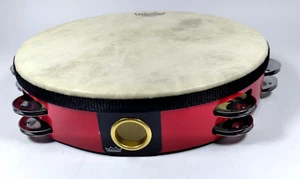 Remo 10" FyberSkyn Deep Red Double Row Tambourine & Solid Sound Carry Bag Case - Picture 1 of 9