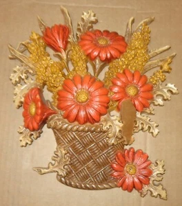 Vintage 1977 Homco Burwood Products Kunststoff Retro Blumenkorb Wanddeko #2066 - Bild 1 von 6