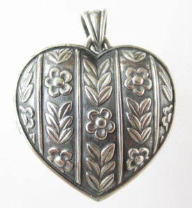 Retired James Avery Sterling Silver Heart Locket Pendant - Picture 1 of 4