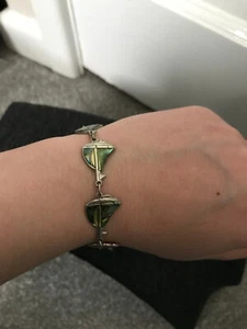 Bracciale tennis barca nave Abalone tono argento acqua - Foto 1 di 5
