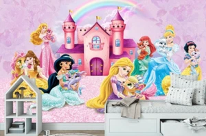 Disney Princesses With Animals Castle Kids Photo Wallpaper Modern Wall Decor - Picture 1 of 2