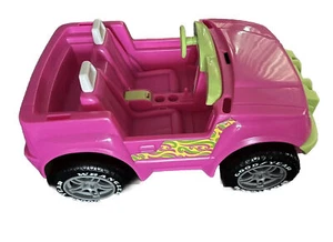 Barbie Doll Vintage Jeep Wrangler Car Pink & Green Good Year Tires Open Top - Picture 1 of 5