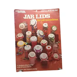Leisure Arts Jar Lids Cross-Stitch Leaflet 278 Vintage 1980s Craft Pattern - Picture 1 of 2