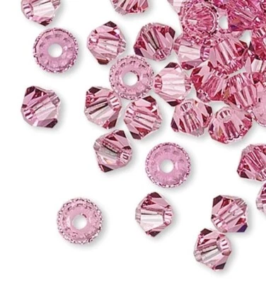 48 Swarovski Crystal Rose Pink 3mm Xilion Faceted Bicone Beads (5328) - Image 1 of 2