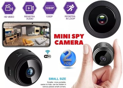 2Pcs 1080P Inalámbrico WiFi CCTV Interior Exterior MINI CÁMARA IP Cámara CAM Kit de Seguridad para el Hogar