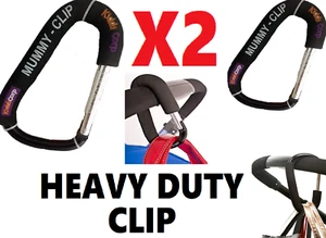 X2 Buggy Clips Cochecito Grande Cochecito Bolso de Compras Gancho Momia Clip de Transporte DUT PESADO - Imagen 1 de 1