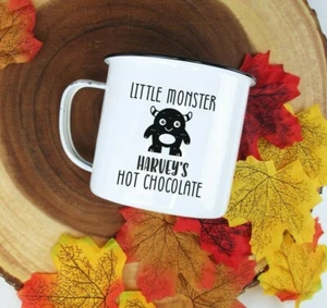 Personalisierte kleine Monster Tasse 380ml Dose Metall Emaille Becher Halloween Kaffeetasse - Bild 1 von 23