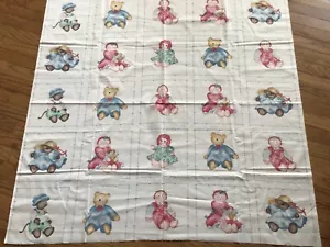 1.25yd Princess Fabrics Panel: baby, mouse, 2 rag doll, 2 bears, 7.5 x 7.5 block - Picture 1 of 5