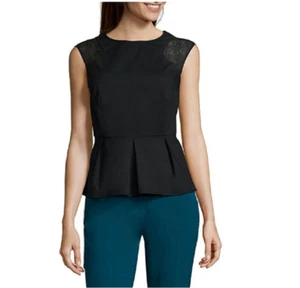 Worthington Sleeveless Eyelet Mixed Peplum Top Size S New Msrp $38.00 - Picture 1 of 2