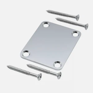 Neck Plate 4 Bolt CHROME for USA Fender Strat Tele Guitar Bass American - Picture 1 of 2