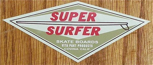 VINTAGE 60'S HOBIE SUPER SURFER SKATEBOARD STICKER, NEW VINYL  - Bild 1 von 1