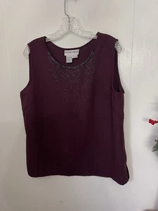Nicole Nites 16 Burgundy Beaded Sleeveless Top - Picture 1 of 4