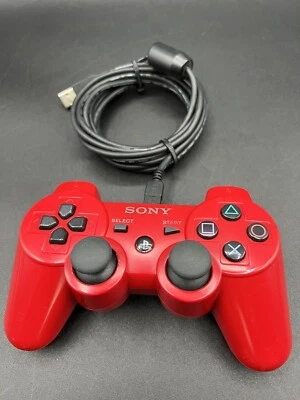 Sony Playstation 3 Dualshock Sixaxis OEM Red Controller CECHZC2U w/ Wire - Image 1 of 4