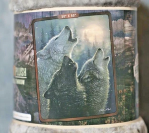 Raschel Throw Blanket Wolves Howling In Harmony 50 x 60 in Plush Royal Wolf Dogs - Picture 1 of 6