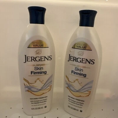 Loción corporal reafirmante para la piel Jergens ~ Colágeno y elastina hidratación profunda 10 oz lote de 2 Foto 1 de 2