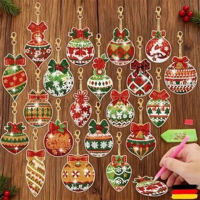 20pcs Diamond Painting Christmas Pendants, DIY 5D Diamond Painting Xmas - Image 1 of 4