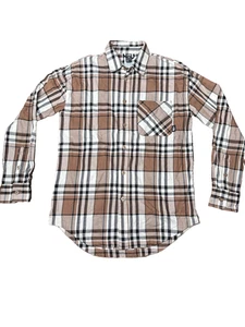 The North Face Shirt Womens XS Brown White Plaid Cotton Flannel Button Down - Picture 1 of 9
