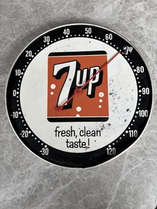 X-RARE 1950s-60s”7UP”12”PAM STYLE THERMOMETER FRESH CLEAN TASTE WORKING -GLASS👀 - Picture 1 of 10